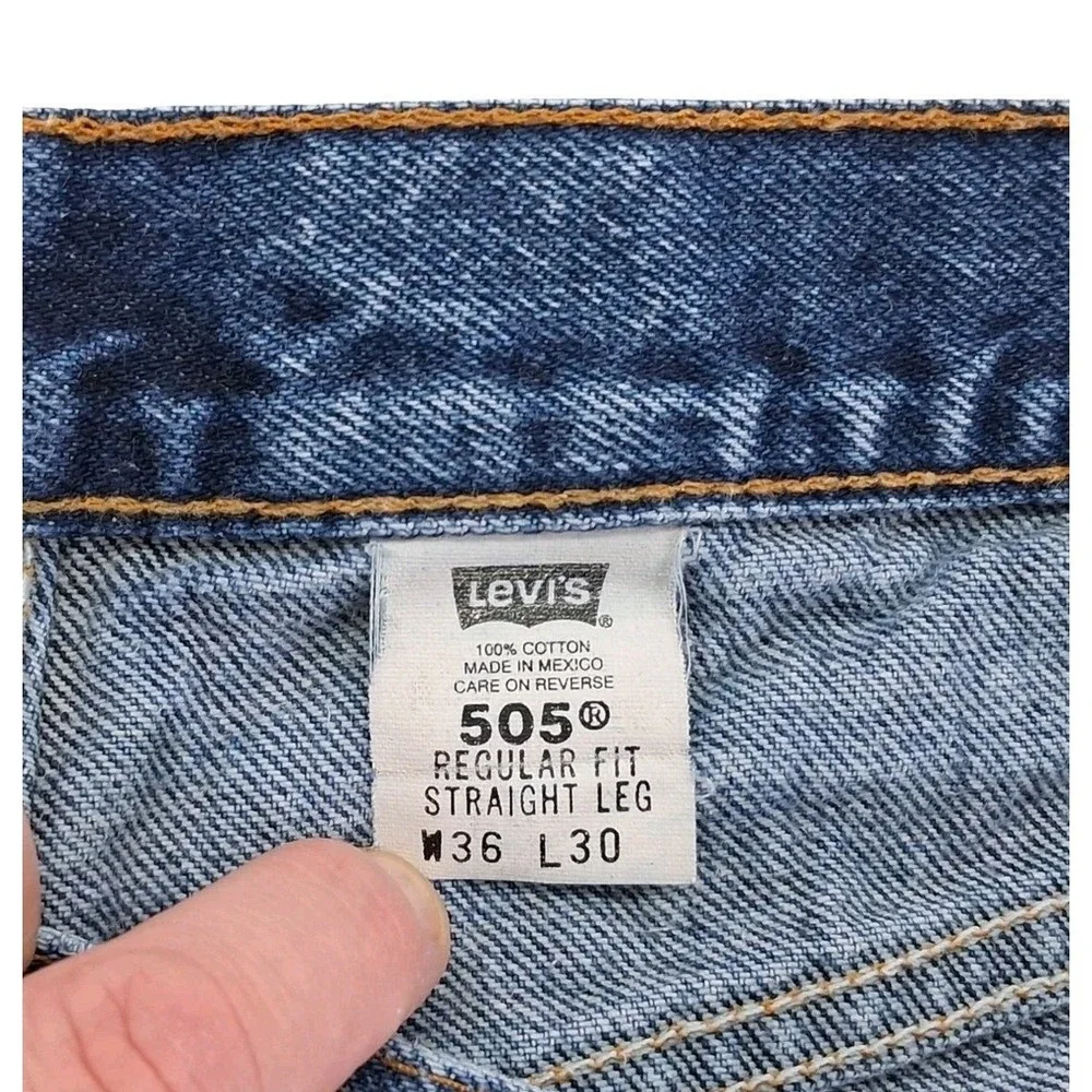 Levis Vintage 505 Jeans Mens 36x30 Blue Regular Straight Leg Denim Pants Mexico